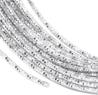Immagine prodotto di Filo di alluminio da 2 mm - Argento intrecciato - Lunghezza 10 metri - Taglio a diamante - Ideale per la creazione di gioielli - Texture per lavori artigianali