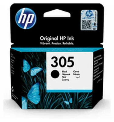 The image shows the packaging of an HP 305 black ink cartridge.