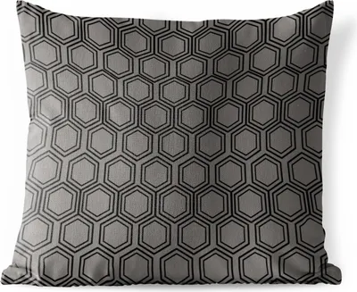 Produktbild von MuchoWow® Outdoor Kissen - Schwarz - Muster - Sechseck - 40x40 cm - Wetterfest - Lounge Kissen - Kopfkissen - Interieur - Polster mit Bild