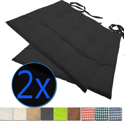 Produktbild von Stuhlkissen Nizza 38x38 cm 2er Pack Sitzkissen mit Steppung, Farbe:Anthrazit