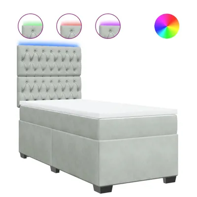 Produktbild von Boxspringbett mit Matratze Hellgrau 80x200 cm Samt