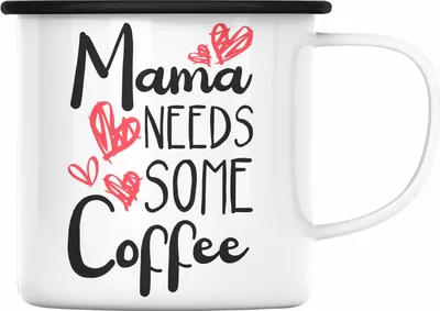 Produktbild von Trendation - Mama Emaille Tasse mit Spruch Geschenk Muttertag von Tochter Sohn Mutter Emaille Emaille Tasse Spruch Kaffeeliebhaber (Schwarz)