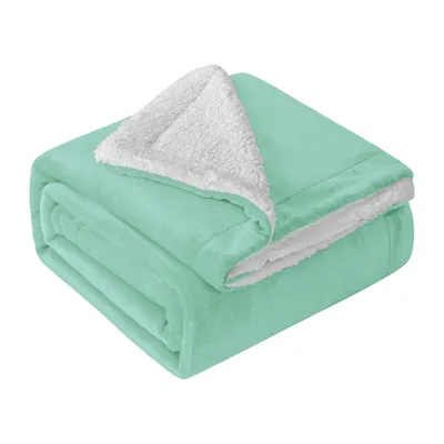 Produktbild von Baumwolle Castle Hochwertige Wohndecken Kuscheldecken, extra Dicke warm Sofadecke/Couchdecke Sherpa, Größe:150 cm x 200 cm, Farbe:Mint