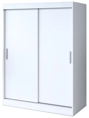 Produktbild von Schiebetürenschrank 150x200cm - Weiß Matt - Kleiderschrank GOLD - mit 5 Einlegeböden & 2 Kleiderstangen