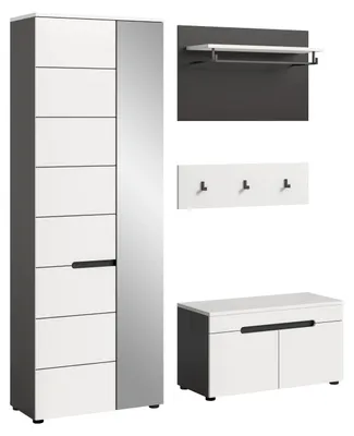 Produktbild von Garderoben-Set Canu | Basalt grau / Weiß | 3-teilig ohne