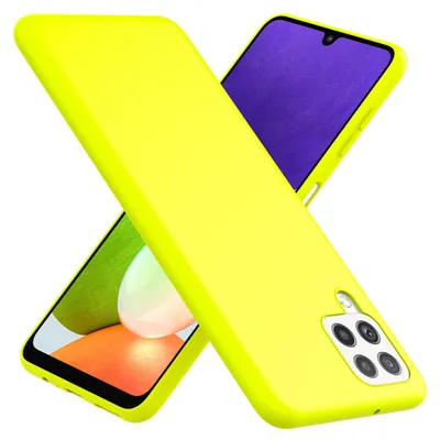 Produktbild von NALIA Bunte Neon Silikonhülle für Samsung Galaxy A22, Intensive Farbe Rutschfest Samtig Gummiert Gelb