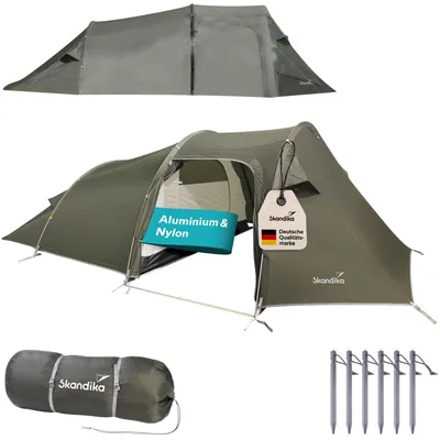 Produktbild von Skandika Trekkingzelt Oteren | Camping Zelt für 3 Personen, ultraleicht, kleines Packmaß, wasserdicht, 3000 mm Wassersäule, Zelte 3-4 Saison