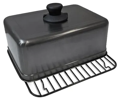 Produktbild von WMF Grillrost Set für Plancha, 2-teilig mit Grillhaube und Grillrost, spülmaschinengeeignet, 21.5 x 24 x 34 cm, Edelstahl, schwarz