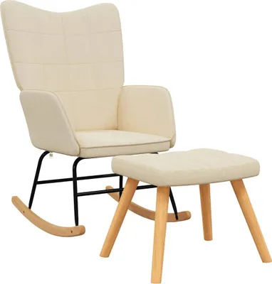 Produktbild von vidaXL Schaukelsessel mit Hocker Creme Stoff