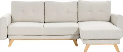 Produktbild von BELIANI 3-Sitzer Ecksofa Hellbeige Stoffbezug mit Chaiselongue Linksseitig Schlaffunktion L-Form Steppung Skandi Schlafsofa Wohnzimmer Ausstattung