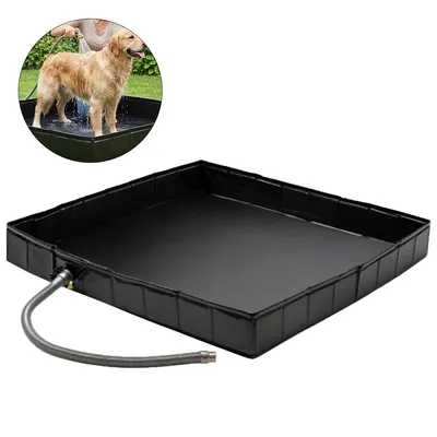 Produktbild von Camping Duschwanne faltbar 41x41x5 Zoll, PVC Duschbasis mit Abfluss & Schlauch, tragbar für Outdoor & Reisen, passend für Duschzelt, robust, pflegeleicht