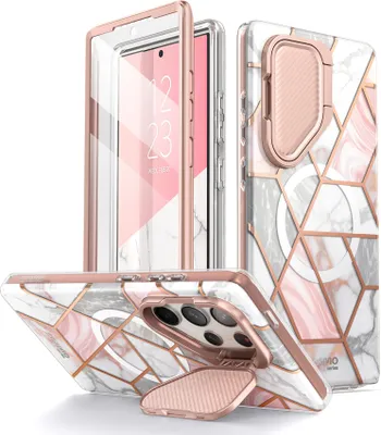 Produktbild von Supcase Cosmo Mag Hlle fr Samsung Galaxy S24 Ultra, kompatibel mit MagSafe, rosa Marmor