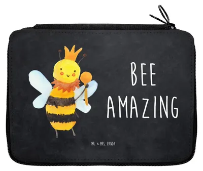 Produktbild von Mr. & Mrs. Panda Mäppchen Biene König - Kreidetafel - Geschenk, Federtasche, Schlamper, Etui für Stifte, Schlampermäppchen