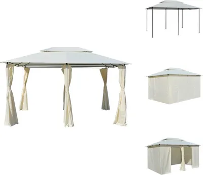 Produktbild von vidaXL Gartenpavillon mit Gardinen 4x3 m Weiß - Pavillons & Partyzelte