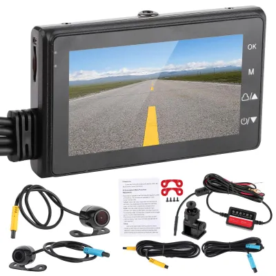 Obrázek produktu pro Akční kamera do motocyklu, přední a zadní, 1080P, vodotěsná, záznam videa při jízdě