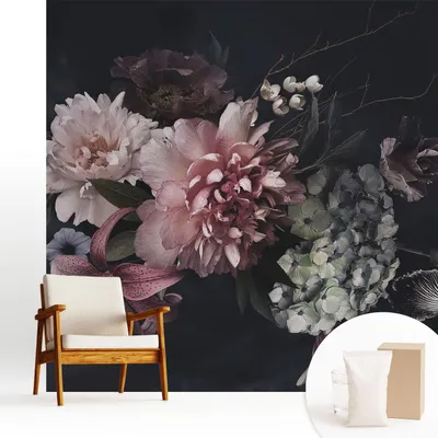 Produktbild von Fototapete  - 250x250 cm - Tapete - Wandtapete - Wandbilder - Dekofolie - Tapete Folie - Wand - Dekoration - Wohnzimmer - Blumenarrangement
