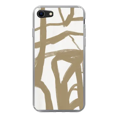 Produktbild von MuchoWow® Handyhülle Schutzhülle Hülle für iPhone 8 Braun - Weiß - Abstrakt Silikon Softcase Handy Hülle - Schutzhaube