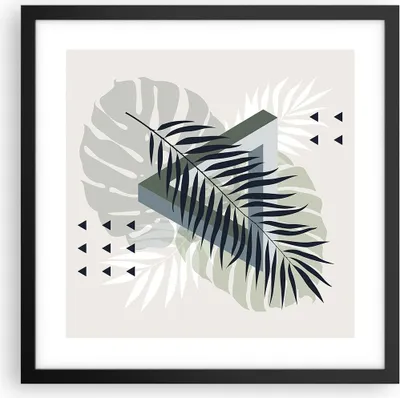 Produktbild von Gerahmtes Poster - Schwarzer Rahmen - Monstera Palme Grafik - 40x40 cm - Wand Bild - Wanddeko - Wandbilder - Kunstposter - Wandposter - Bilderrahmen - Bilder - Kunstdruck - P2BAC40x40-4519