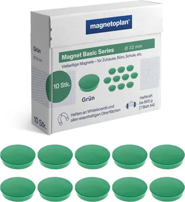 Image de magnetoplan 1863205 aimant rond « Basic » de Magnetoplan, 32 mm, vert