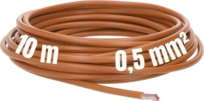 Zdjęcie produktu dla Kalitec 10 metrów H05V-K 0,5 mm² brązowy I przewód 0,5 mm2 jako przewód do okablowania I elastyczny przewód jednożyłowy PVC I skrętka I przewód łączeniowy