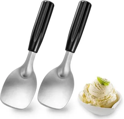 Produktbild von Eisschaufel Set Robuste Eisportionierer aus Edelstahl - Schwarz, 24 cm