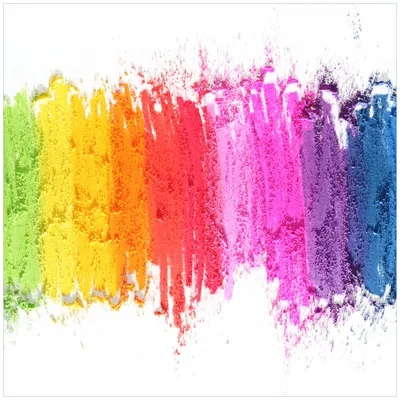 Produktbild von Wallario Wandbild aus Acryl, 50 x 50 cm, freischwebende Optik - Regenbogenstreifen auf weißem Hintergrund - Bunter Anstrich