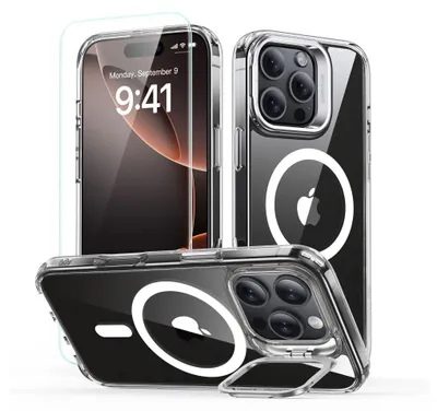 Image de Esr Classic Hybrid Kickstand Halolock Magsafe & Tempered Glass Iphone 16 Pro Clear