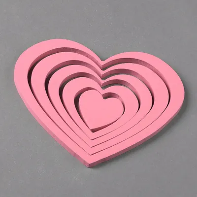 Produktbild von Mucola Wandtattoo Wandbild aus Holz / Herz in Rosa 3D Wanddeko Wandbild Aufkleber
