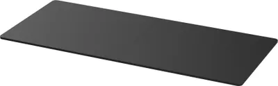 A black rectangular tabletop shown from a diagonal angle against a white background.