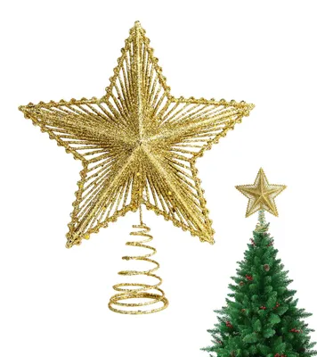 Weihnachtsstern Gold Glitzer 25 cm – Tannenbaumspitze