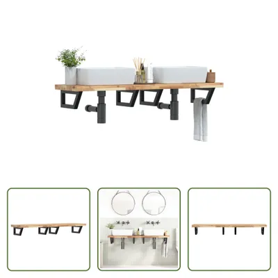 Produktbild von The Living Store Waschbeckenregal Wandmontage Stahl und Akazienholz