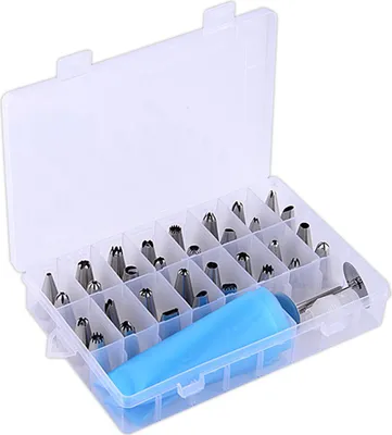 Produktbild von Gebäcktüllen Spritzbeutel Kuchenwerkzeug 1 Set mit Etui, 32 Spritztüllen aus Edelstahl