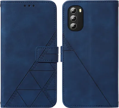 Produktbild von Moto G 5G 2022 Hülle, Schlank Prägung Flip Leder Kartenfächer Schutzhülle mit Ständer für Motorola Moto G 5G 2022 Blau
