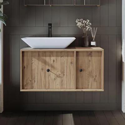 Obrázok produktu pre Skye Decor, kvalitná skrinka do kúpeľne s umývadlom, 90 cm, borovica "Atlantik", 100% MDF