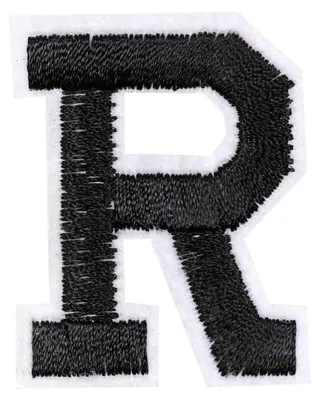 Produktbild von 1 Buchstaben Aufbügler, 15-43x45mm, Applikation, Aufnäher, schwarz, Buchstaben & Zeichen:R