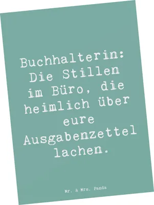 Produktbild von Mr. & Mrs. Panda Postkarte Spruch Buchhalterin Humor - Meeresbrise - Geschenk, Ansichtskarten, ruhige Kompetenz, Fotokarte, Grußkarte, Buchhaltung, kreative Geschenke