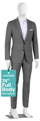 Produktbild von SereneLife Mannequin Torso-Kleiderform, 188 cm, Verstellbarer Körperständer zum Präsentieren von Kleidung, Nähen und Schneidern, abnehmbares Ganzkörpermodell, langlebige Metallbasis, einfache Montage