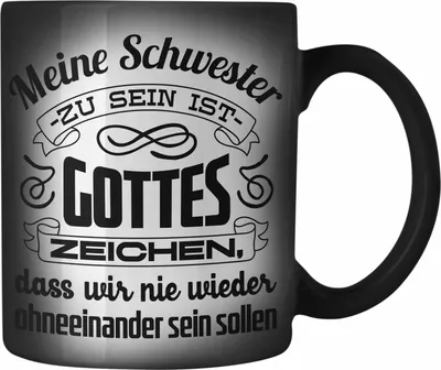Produktbild von Trendation - Beste Schwester Farbwechsel Zauber-Tasse mit Spruch Geschenkidee Geburtstag Schwester von Schwester (Schwarz)
