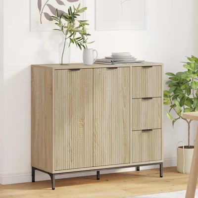 Zdjęcie produktu dla vidaXL Kredens dąb sonoma 89,5 x 33 x 82 cm Materiał drewnopochodny