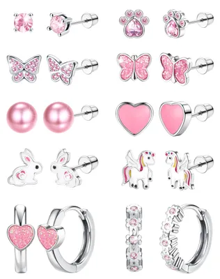 Produktbild von 10 Paar Ohrringe für Mädchen – Hypoallergene Stahlschmuck