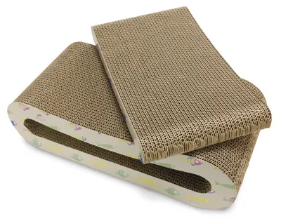Produktbild von Arquivet Kratzbrett aus Karton für Katzen Fishes - 44x19,5x10,5cm + 36x19,5x4,5c