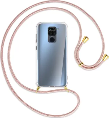 Produktbild von Handykette Backcover-Schutzhülle mit Band (Metall goldfarben) für Xiaomi Redmi Note 9 / 10X 4G - roségold