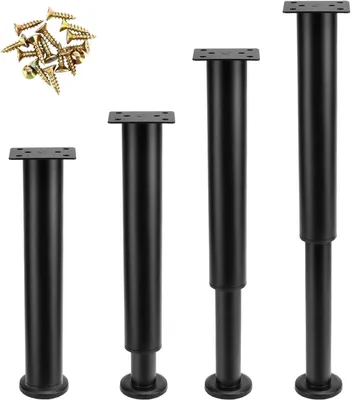 Produktbild von Möbelbeine 4 Stück, metallverstellbar 25-42 cm schwarz für Sofa, Bett, Schrank