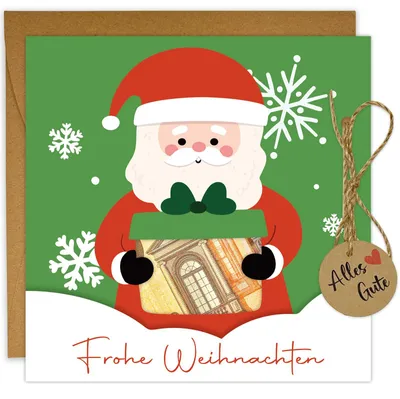 Produktbild von Geldgeschenk-Weihnachtskarte mit Umschlag und Geschenkanzügen