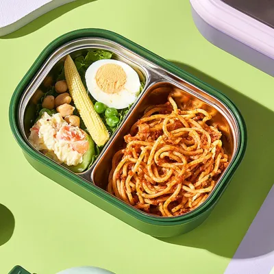 Produktbild von Edelstahl Thermo Lunchbox - Auslaufsichere Lunchbox mit Fächern