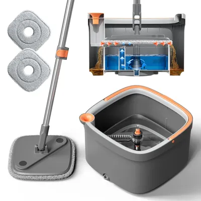 Immagine prodotto di Solidchoice - Set di mop rotante con secchio e sistema di separazione dell'acqua