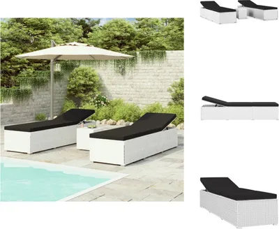 Produktbild von vidaXL 3-tlg. Garten-Sonnenliegen mit Teetisch Poly Rattan Weiß -  Sonnenliegen