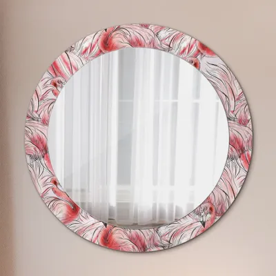 Produktbild von Ø70cm Modern Spiegel - Wandspiegel Wandmontage- Schlafzimmer - flamingo muster