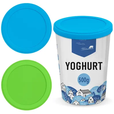 Joghurtdeckel 2er-Pack, 500 g, wiederverwendbar, transparent