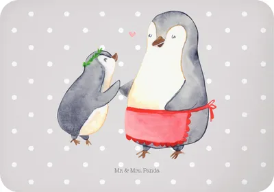 Produktbild von Mr. & Mrs. Panda Magnet Pinguin mit Kind - Grau Pastell - Geschenk, whiteboardmagnet, wandmagnet, haftmagnet, Muttertag, Familie, Mami, Kühlschrankmagnet, Pinnwandmagnet